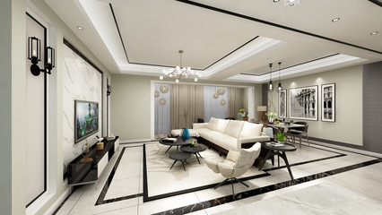 金河谷160平米现代风格套三双卫装修效果图赏析